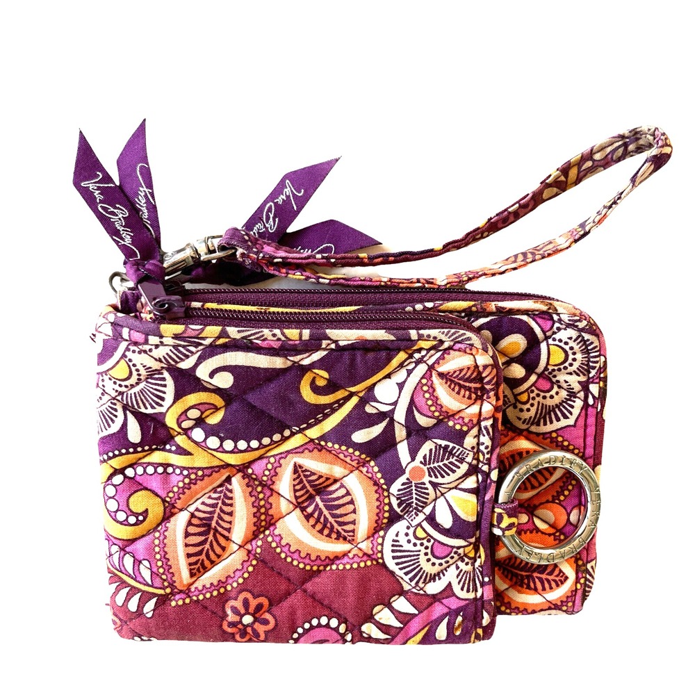 Vera Bradley Safari Sunset Wallet‎ Bifold Floral Credit Cards Identification Zip